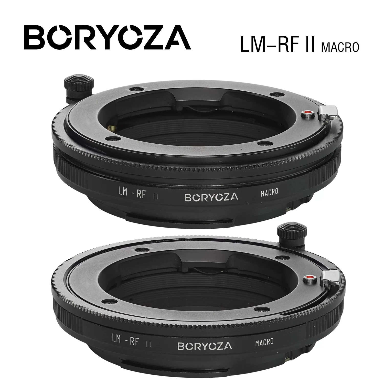 BORYOZA LM-RF II blackMACRO Adapter Ring for Leica M Lens to Canon EOSR Camera with Focus Confirmation 4mm Helicoid EXIF Support