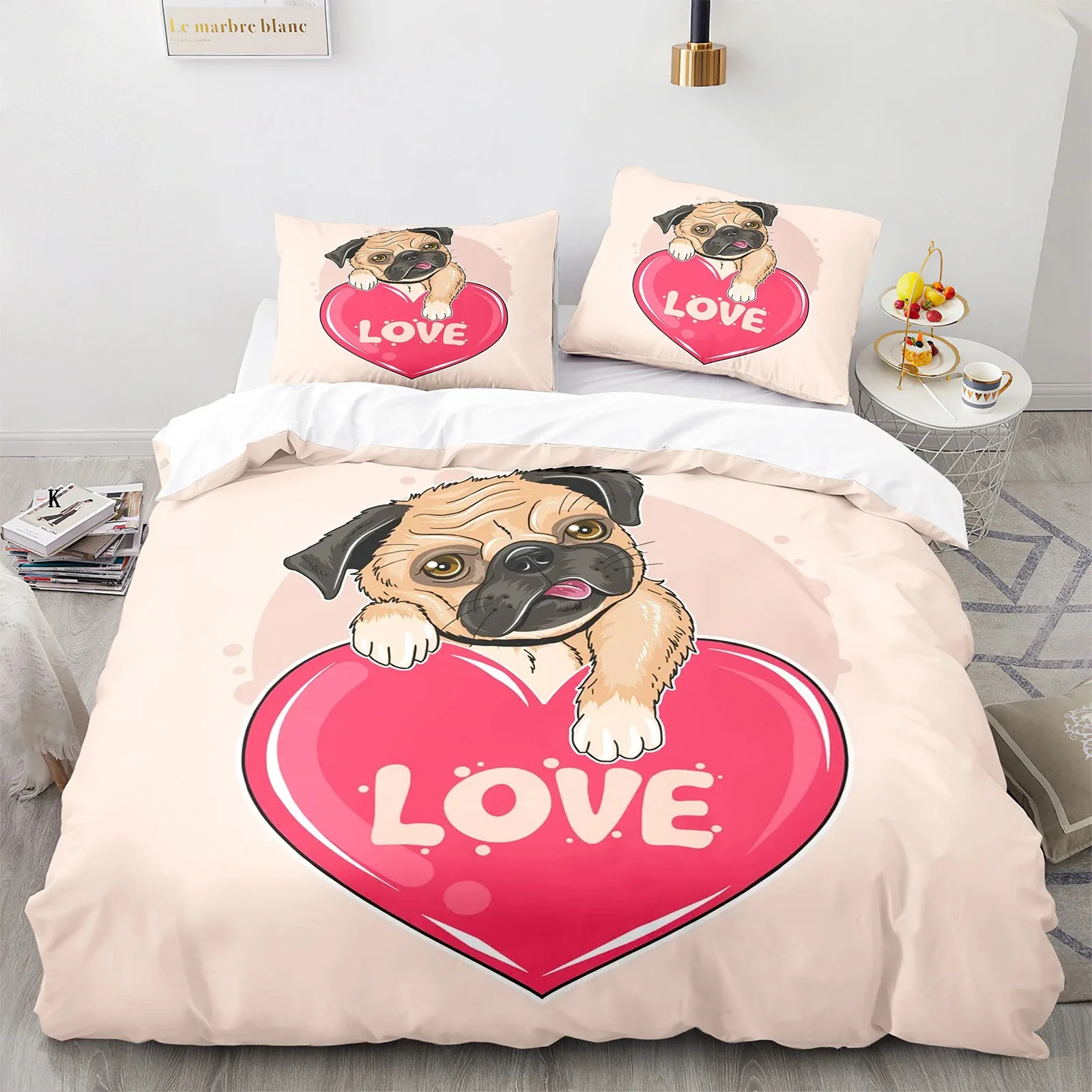 Pug Dog Duvet Cover King Queen Size Funny Pet Puppy Bedding Set For Boys Teens Adults Animal Cute Expression 2/3pcs Quilt Cover