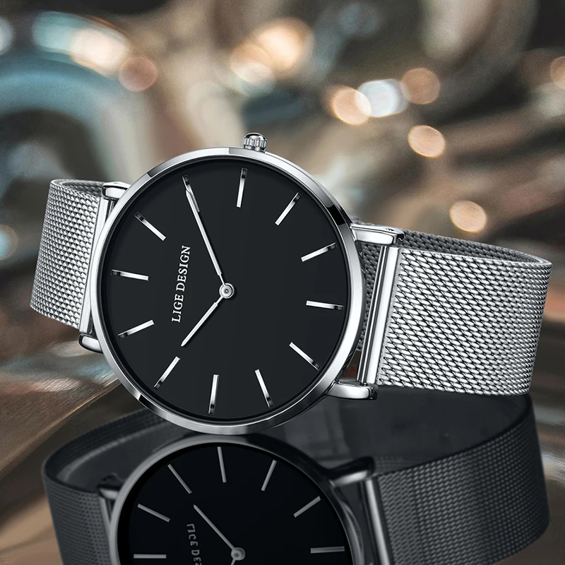 LIGE Orologio da donna creativo Moda Sport Orologi da polso al quarzo da donna impermeabili Cronografo di lusso a maglia ultra sottile Reloj Mujer