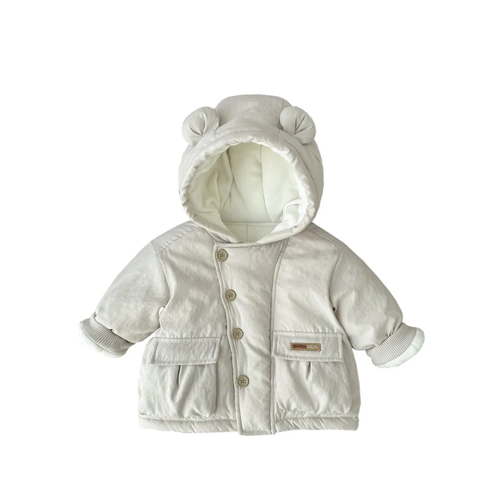 UNIFEMEN Baby Boys Thick Winter Outerwear Hooded Buttons Pocket Warm Cotton Padded Infant Boys Coat Toddler Boys Thick Parkas