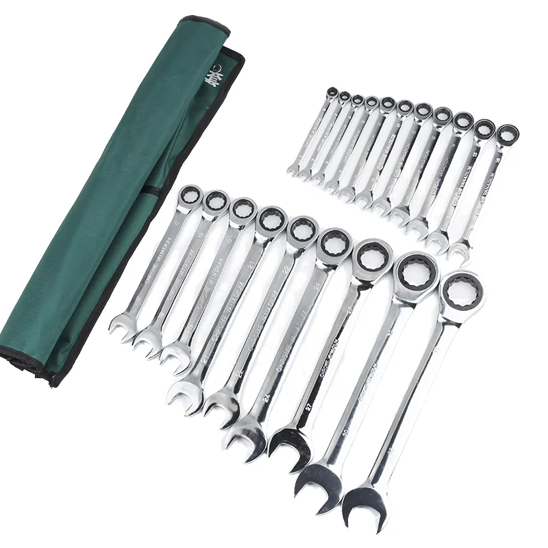 22pcs DIY Grade Metric 6-32mm Box End Ratchet Wrench Socket Set OEM Supported Hand Tools for Car Repair