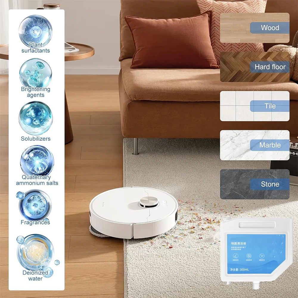 Cleaning Liquid For Dreame L10s Ultra/S10/S10 PRO/S10 Plus Vacuum Cleaner, 300ML Detergent Cleaning Solution Replacements