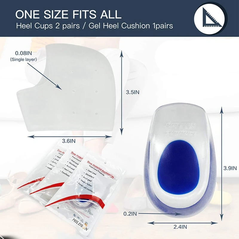 12 Pairs Heel Cups, Plantar Fasciitis Inserts Pads,Great For Plantar Fasciitis, Achilles Tendinitis & Heel Sore