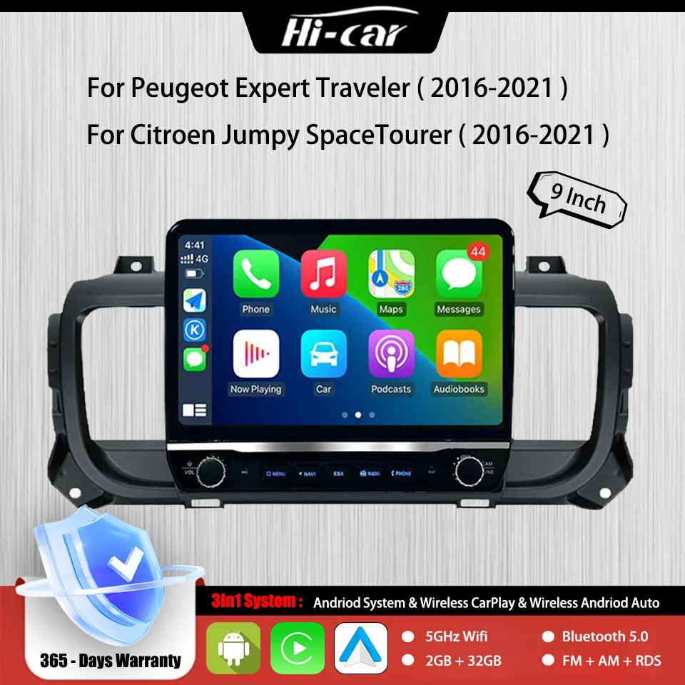 2Din Android Car Multimedia Radio For Citroen Jumpy SpaceTourer & Peugeot Expert Traveler 5G Wifi BT5.0 GPS Navigation Player