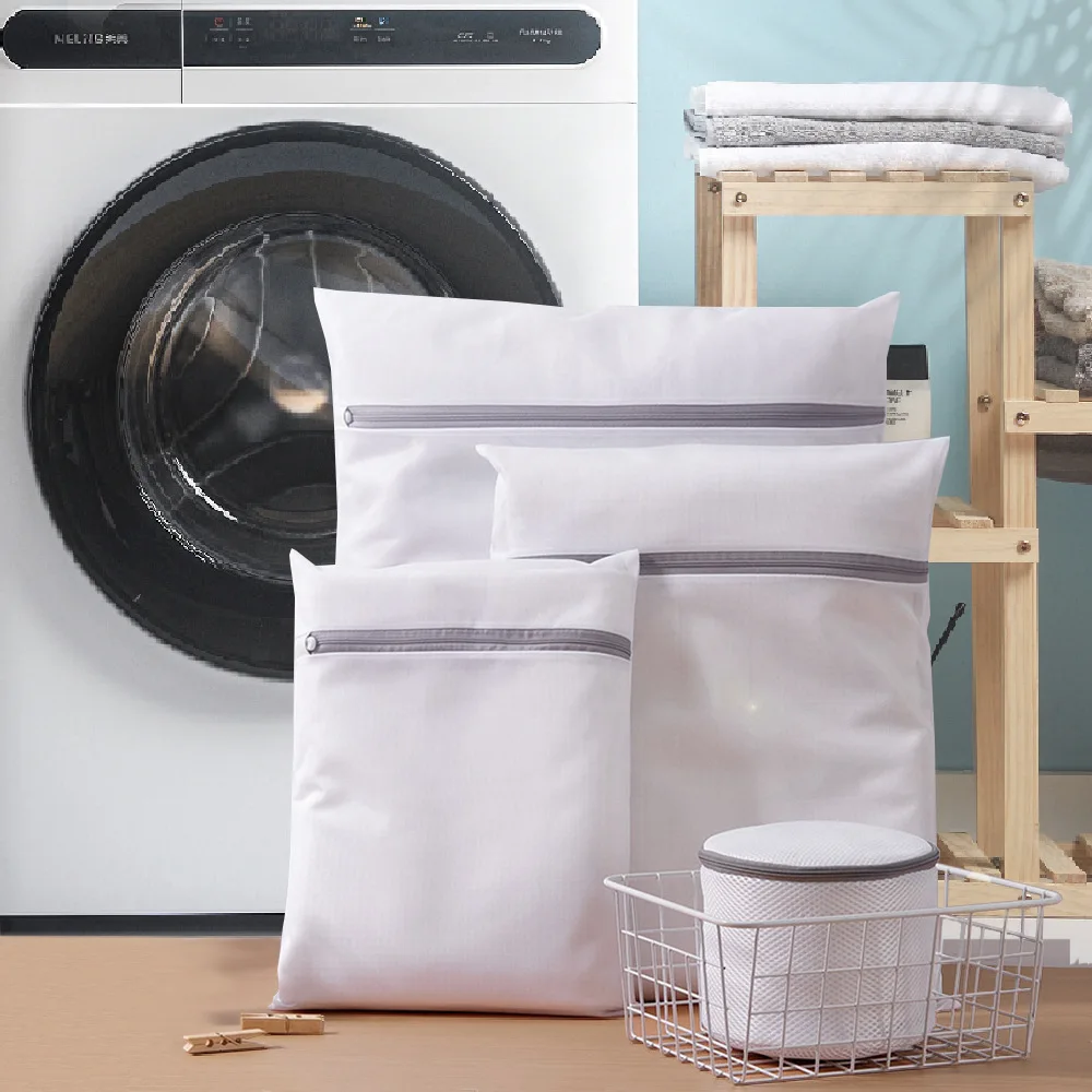 

3Pcs Mesh Laundry Bags Multiple Sizes Durable Honeycomb Washing Bags Travel Reusable Washing Machines Bra Bag Clothes Organizer