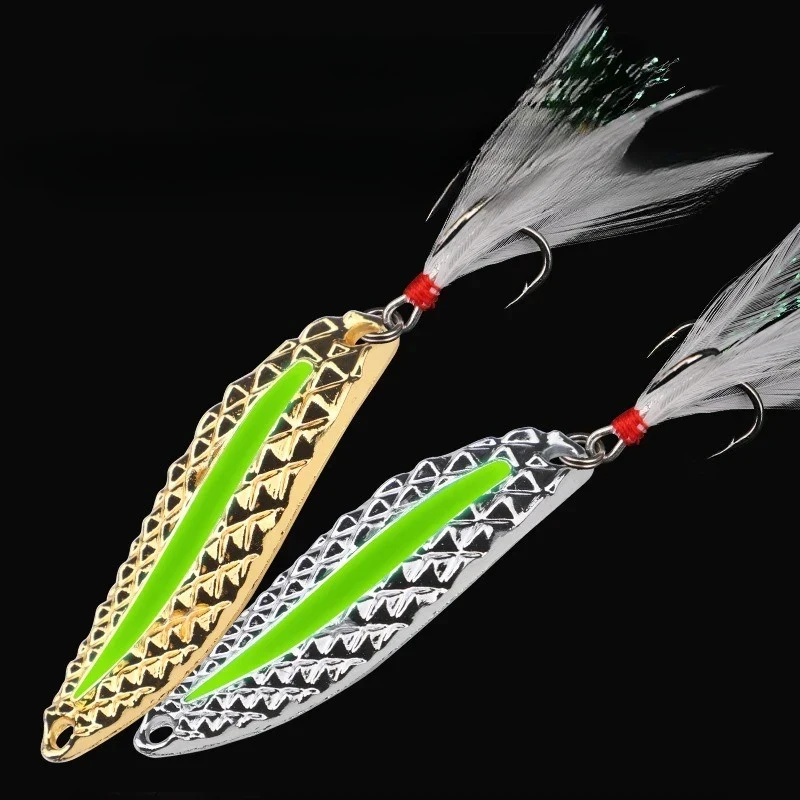 1-4 Stück Leuchtender Metall-Spinner Löffel-Vibrationsköder Federhaken Kunstköder Angelköder für Barsch, Forelle, Zander