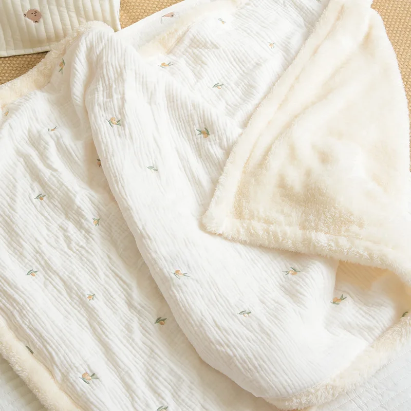 Addensare autunno e inverno coperta comfort per bambini coperta per neonato coperta con motivo ricamato