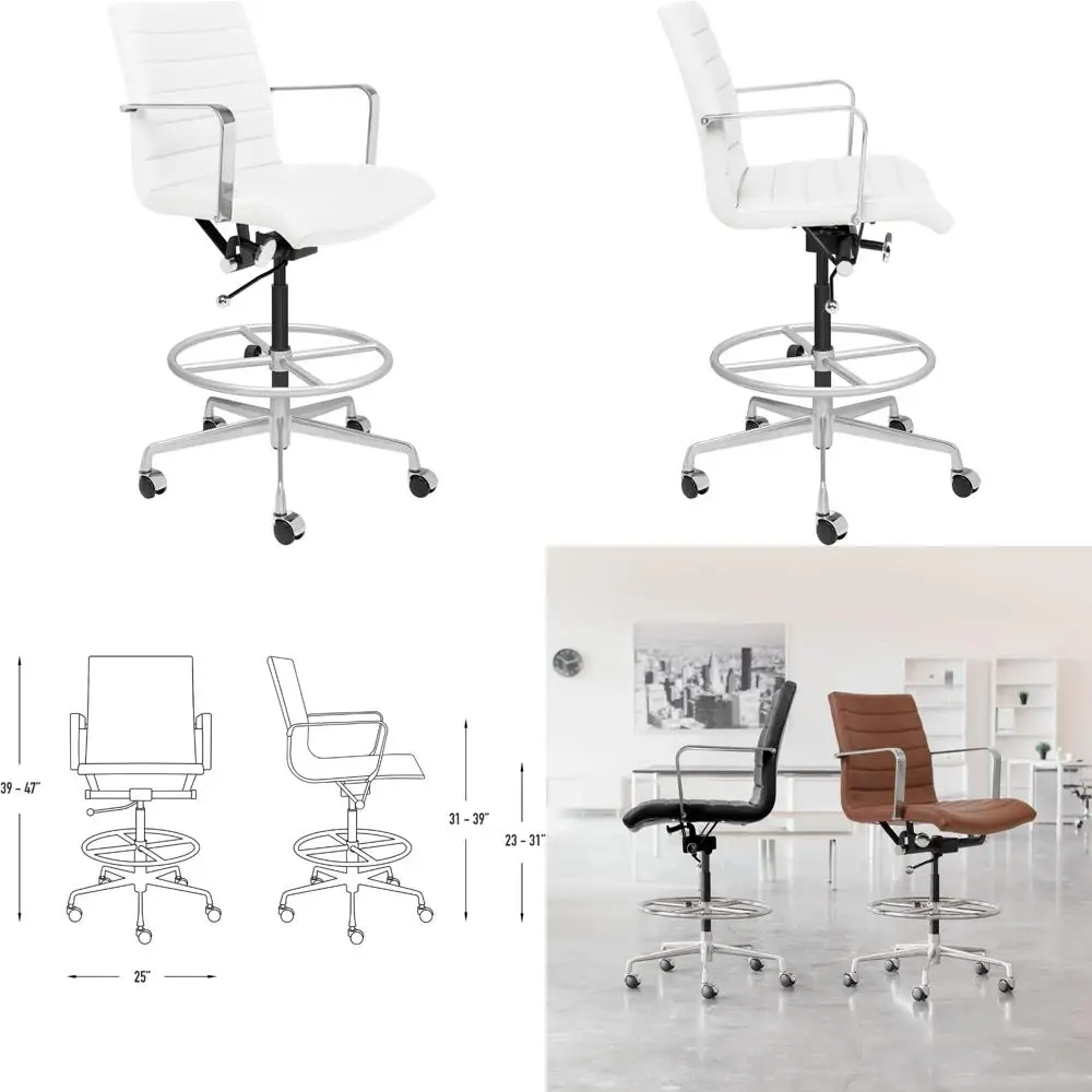 Ergonomic Ribbed Drafting Chair by Laura Davidson Furniture: SOHO II Model for Standing Desks and Commercial Use