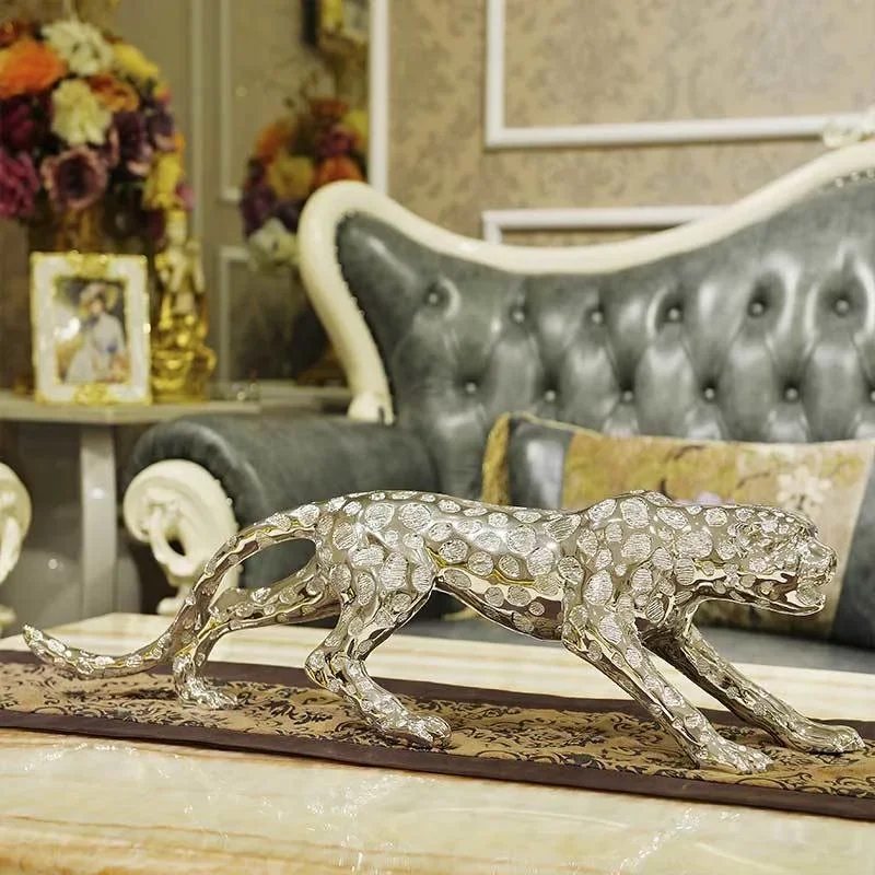 Fengshui Money Leopard Resin Figurines Decoration Sales Offfice Sculpture Accessories Home Livingroom Cabinet Statue Ornaments