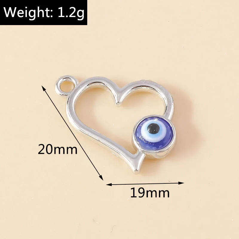 Leslie 10 Stück Türkische Augen-Anhänger, Emaille Hamsa Hand und Böser Blick Anhänger, Verbinder für Ohrringe, Armbänder, Halsketten, DIY Schmuck – Detail 13
