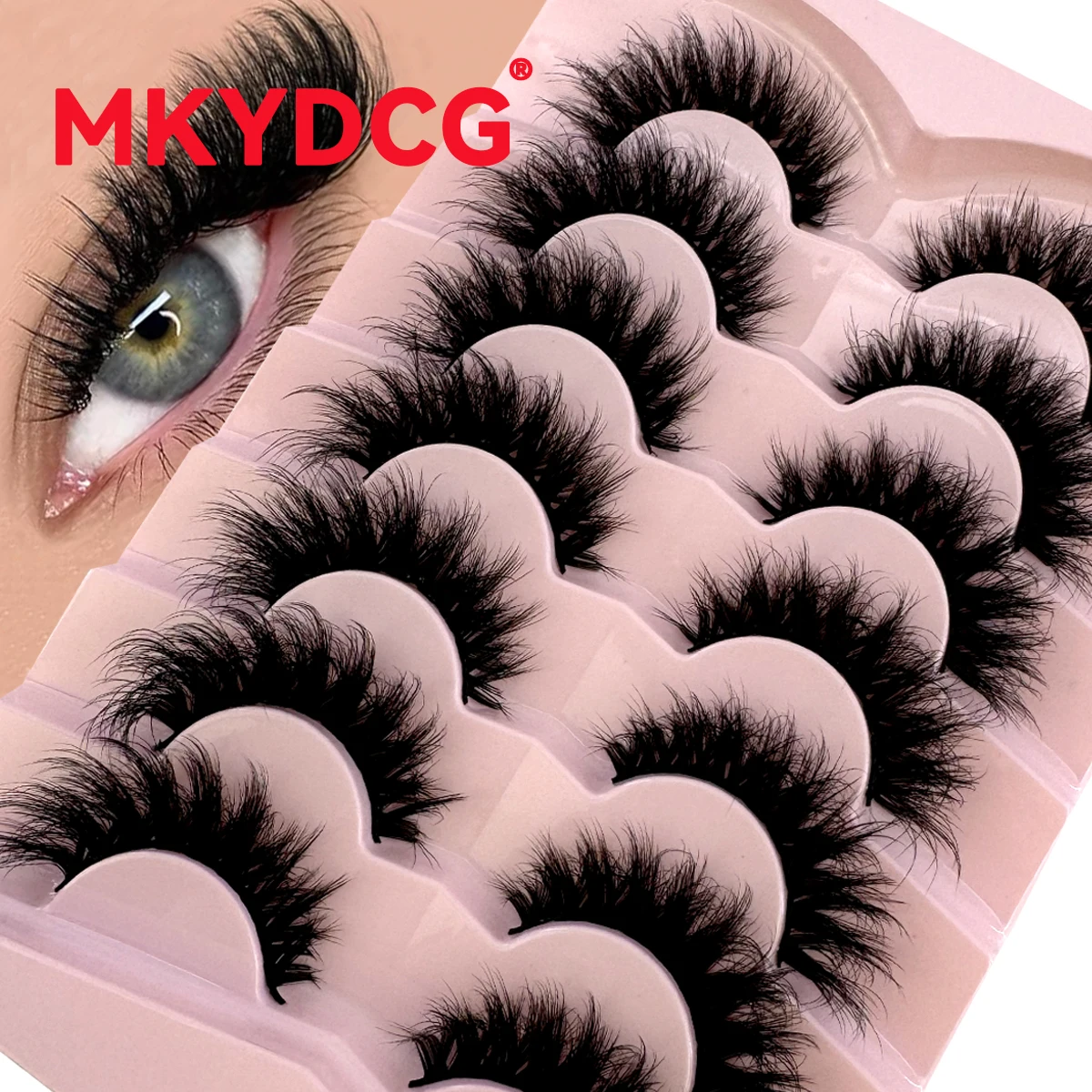 MKYDCG New 7Pairs Faux Mink Eyelashes Handmade False Eyelashes Natural Nude Makeup Simulation Cross Messy Eye 3D Curly Eyelashes