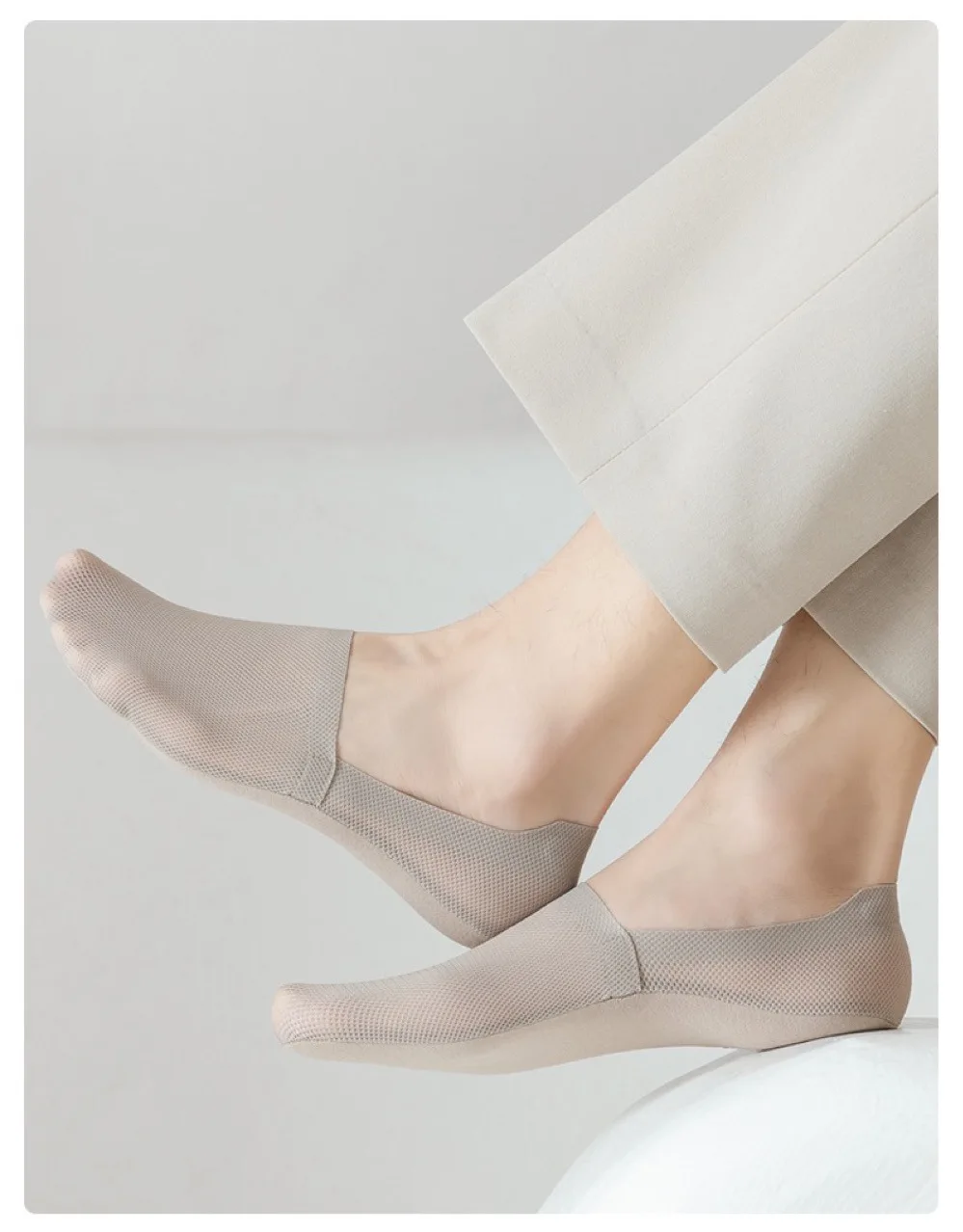 Man Breathable Invisible No Show Male Ice Silk Ankle Sock Slippers Summer Hollow Out Mesh Thin Anti-slip Low Cut Boat Socks