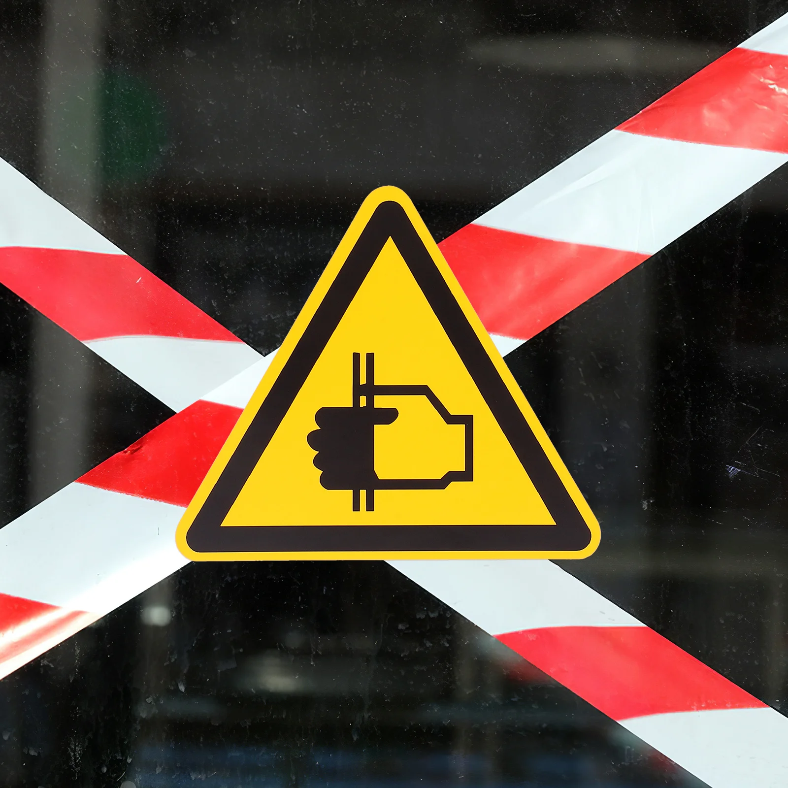 6 قطعة ملصقات تحذيرية علامة سحق اليد لمعدات الآلات ملصق أمان لاصق تحذير مقاوم للماء #1