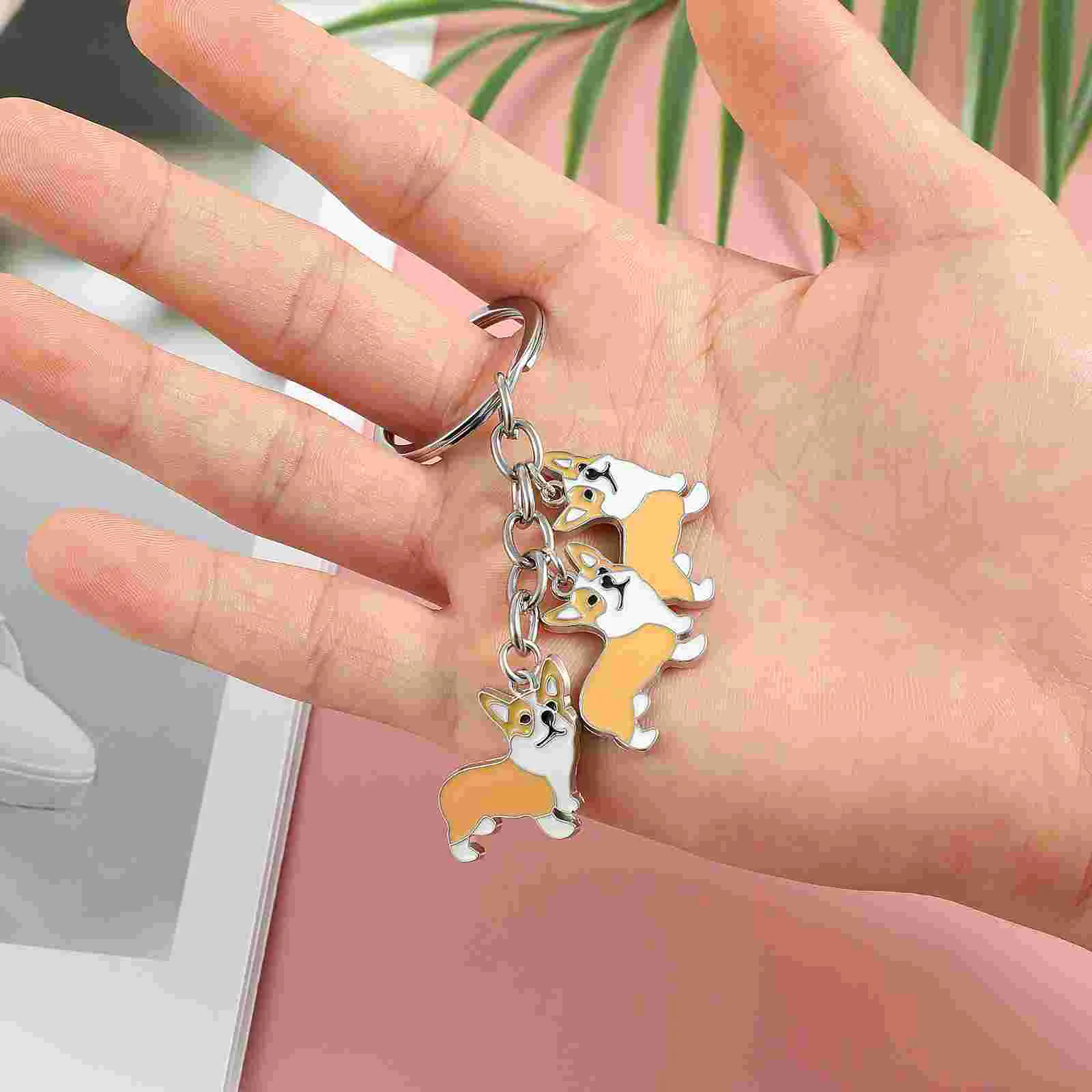 Corgi Keychain for Animal Lovers Backpack Pendants Gift Pet Owners Dog Charms Car Keys Gifts