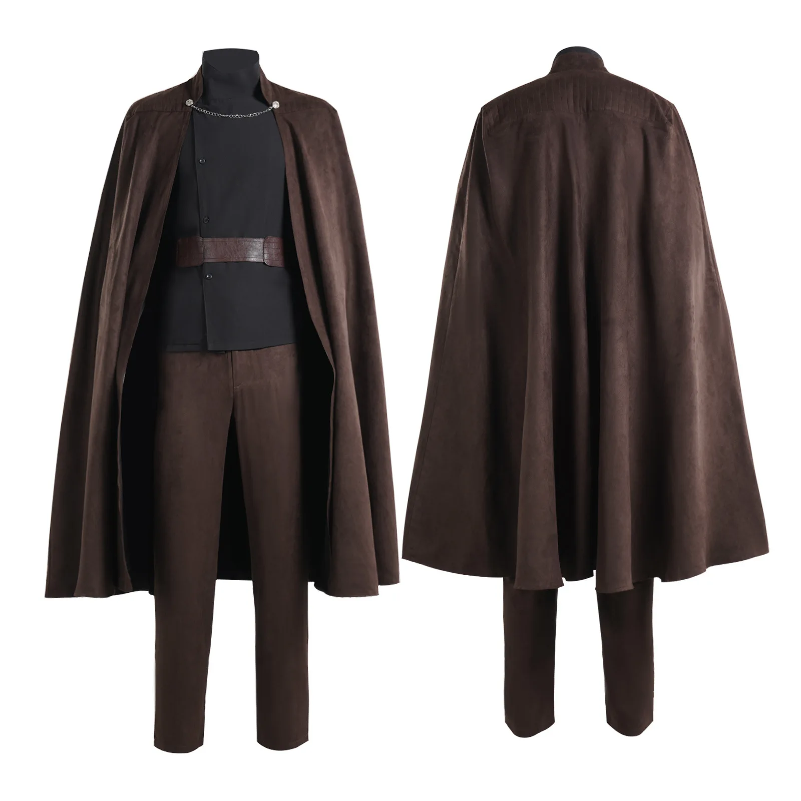 

Adult Count Dooku Cosplay Full Set Jedi Brown Cloak Tunic with Belt Count Dooku Halloween Uniform for MenNaobciu