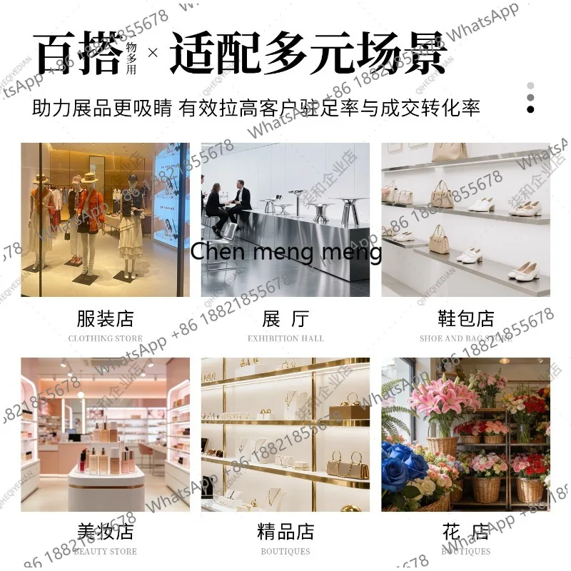 Clothing Store Display Table Stainless Steel Acrylic Nakajima Counter Rectangle Prop Display Table