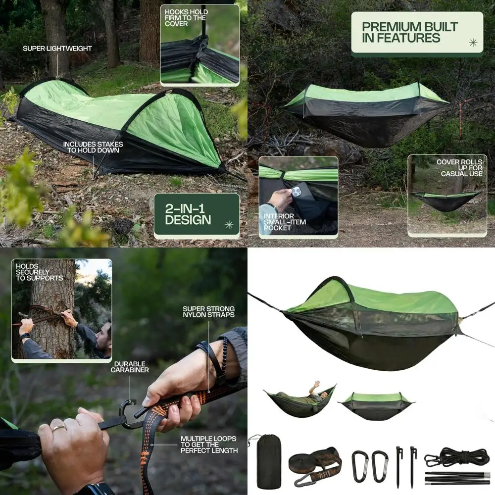 

Портативный водонепроницаемый гамак-палатка для походов с москитной сеткой и тентом от дождя для приключений на природе