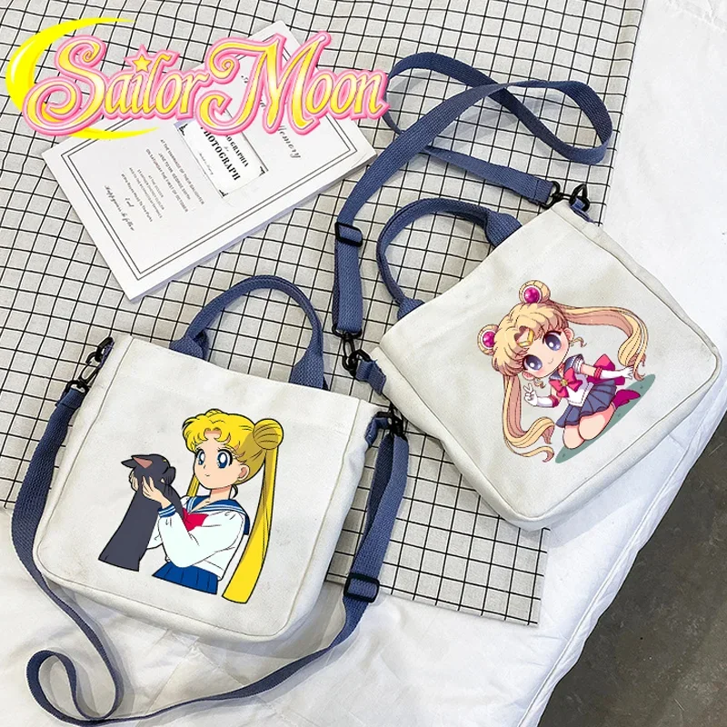 

Sailor Moon Crossbody Bags Shoulder Bag Canvas Student Carrying Satchel Girl Cartoons Print Large Capacity Totes Package Gifts