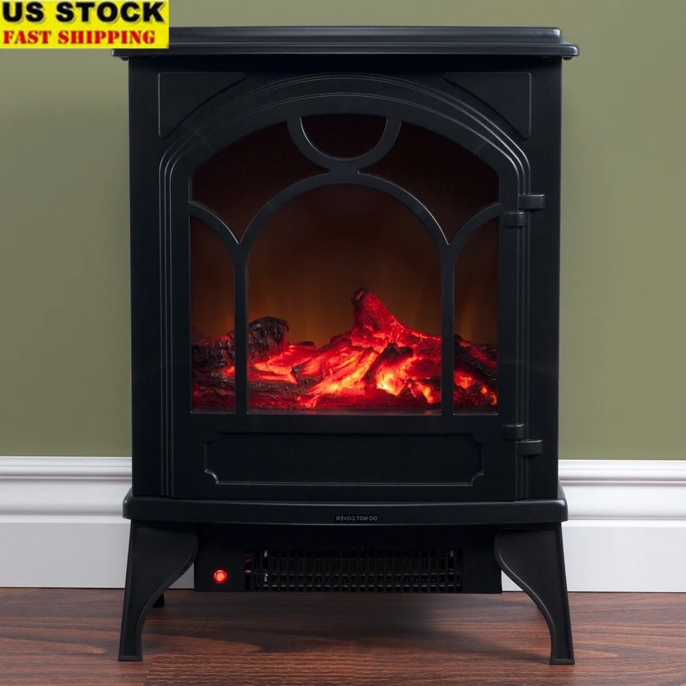 

750W 1500W Electric Indoor Space Heater Adjustable Flame Effect Colonial Design Cozy Ambiance Living Room Bedroom Kitchen