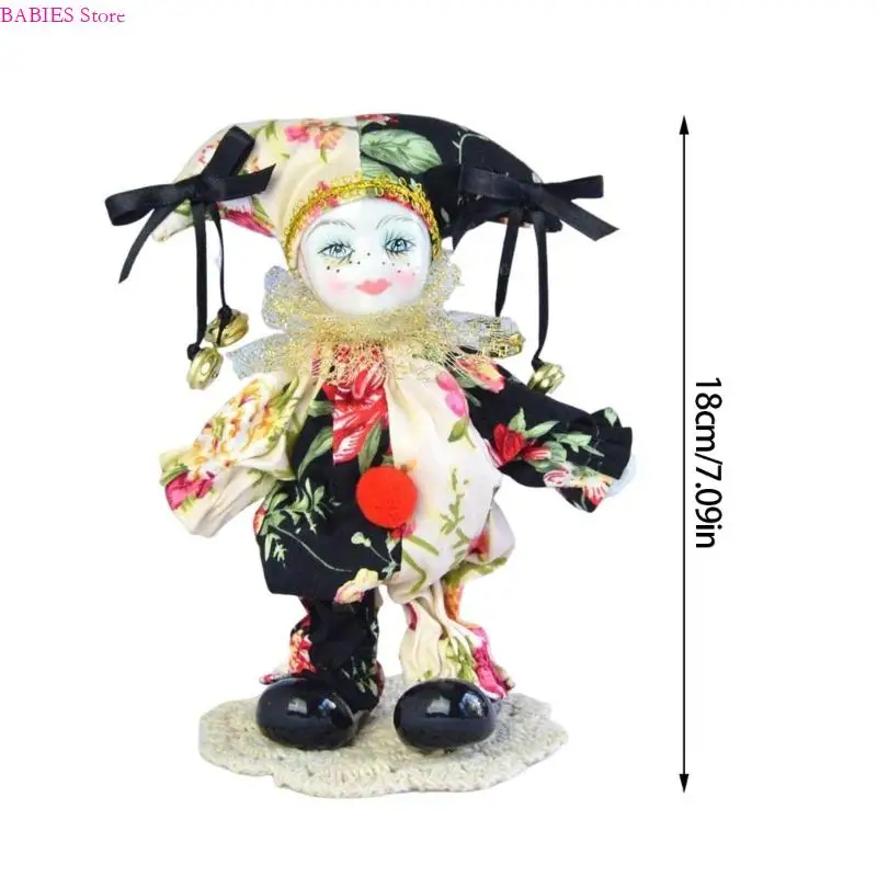 C9GB Artistique Porcelain Doll Collectible Toy Bowknot Harlequin Figure poupée en porcelaine unique
