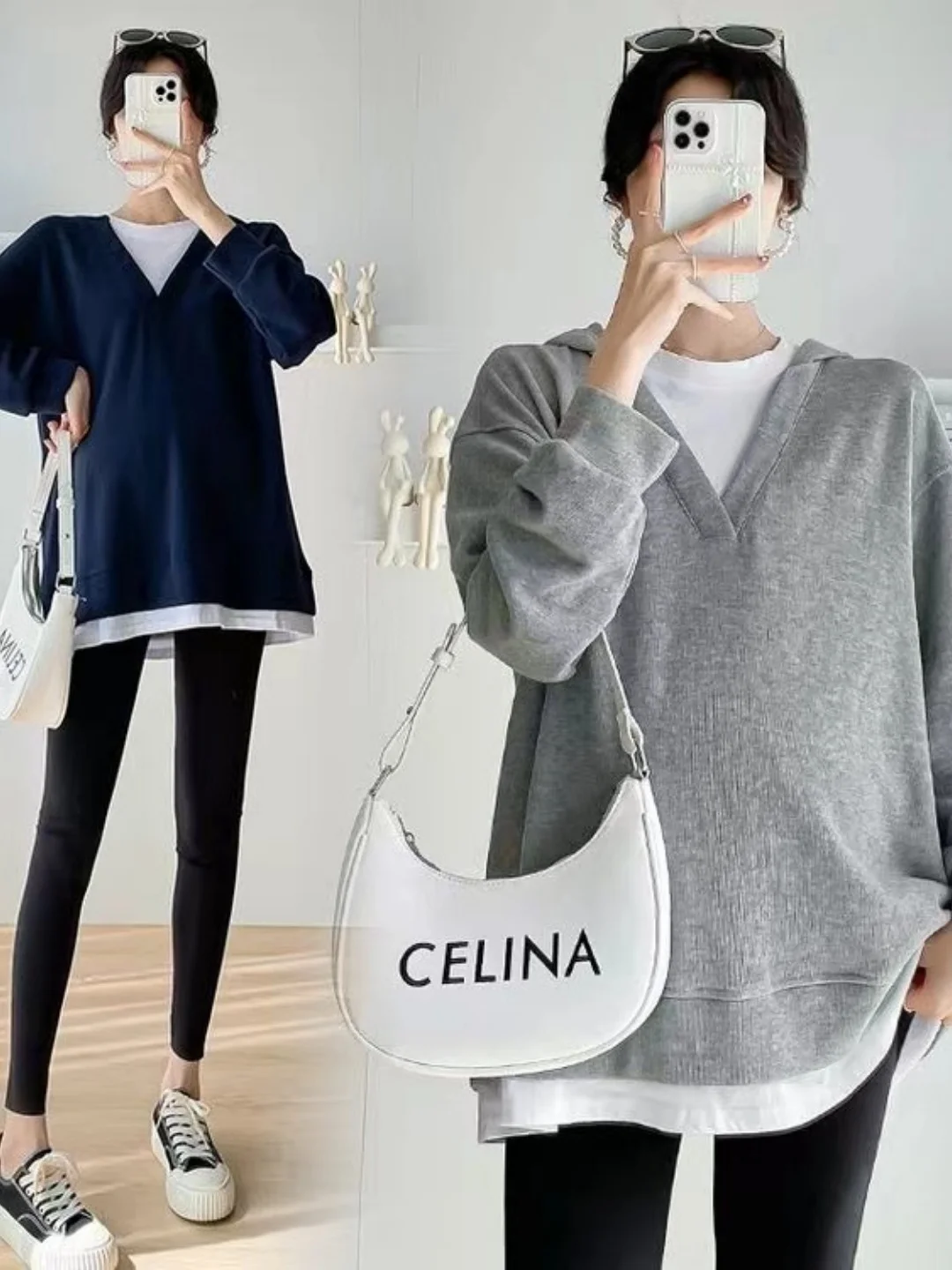 

Женская свободная повседневная толстовка с V-образным вырезом больших размеров, осенне-зимняя, для веса до 300 фунтов, простой стиль, очень большой размер