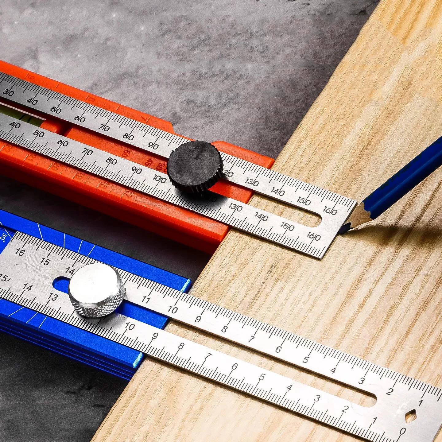 Multi-functional woodworking positioning and marking ruler, adjustable limit position stainless steel marking ruler