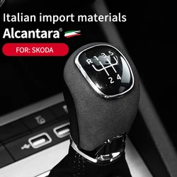 For Skoda Octavia Superb Kermi Rapid Yeti Rapid Car Center Console Gear Shift Head Knob Cover Trim Alcantara Suede Accessories