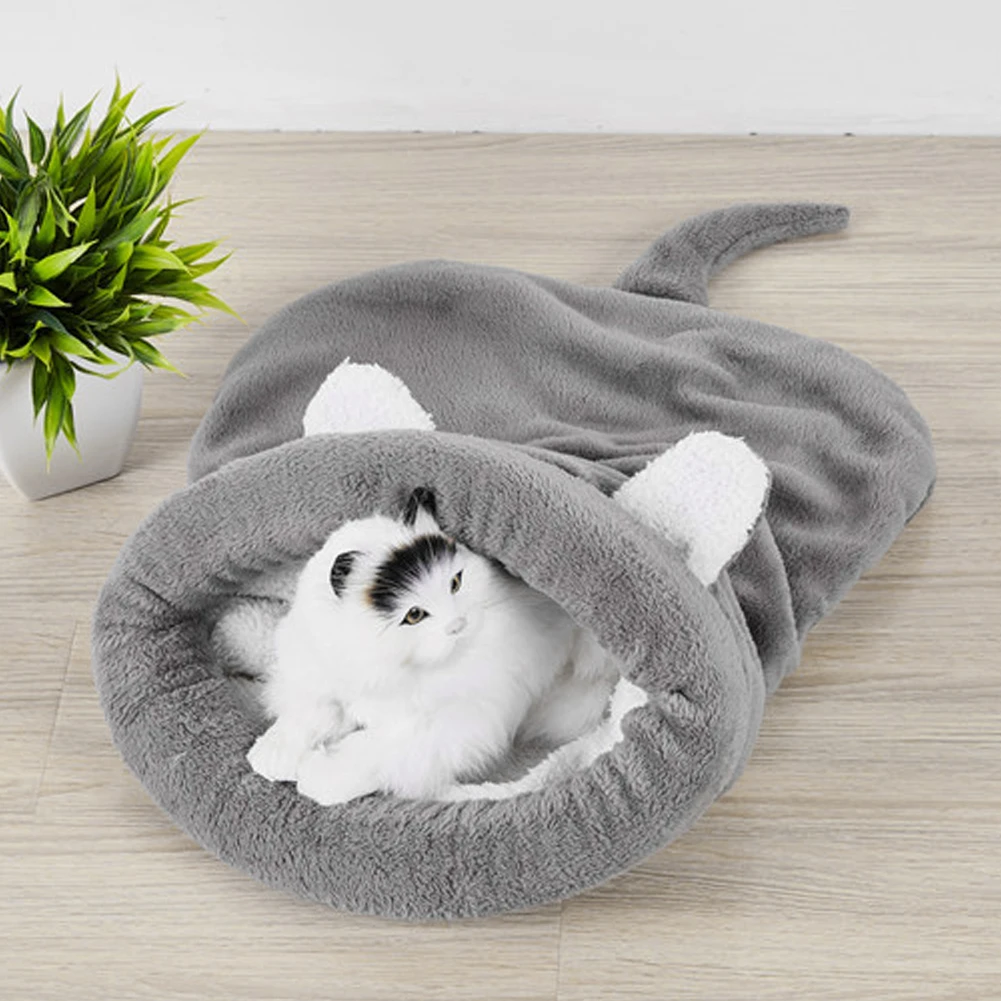 Soft Plush Pet Bed Calming Self Warming Cave Sleeping Bag Comfortable Puppy Cats Kennel