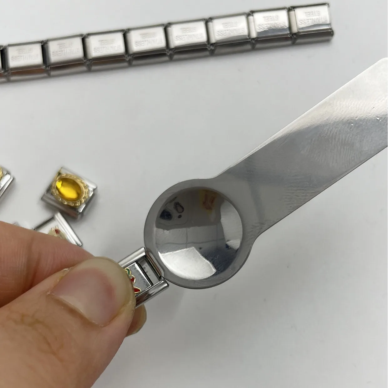 1PC Italian Charm Elastic Bracelet Tool Opening for Link Chain New Silver Color Stainless Steel DIY Making Jewelry Wholesale
