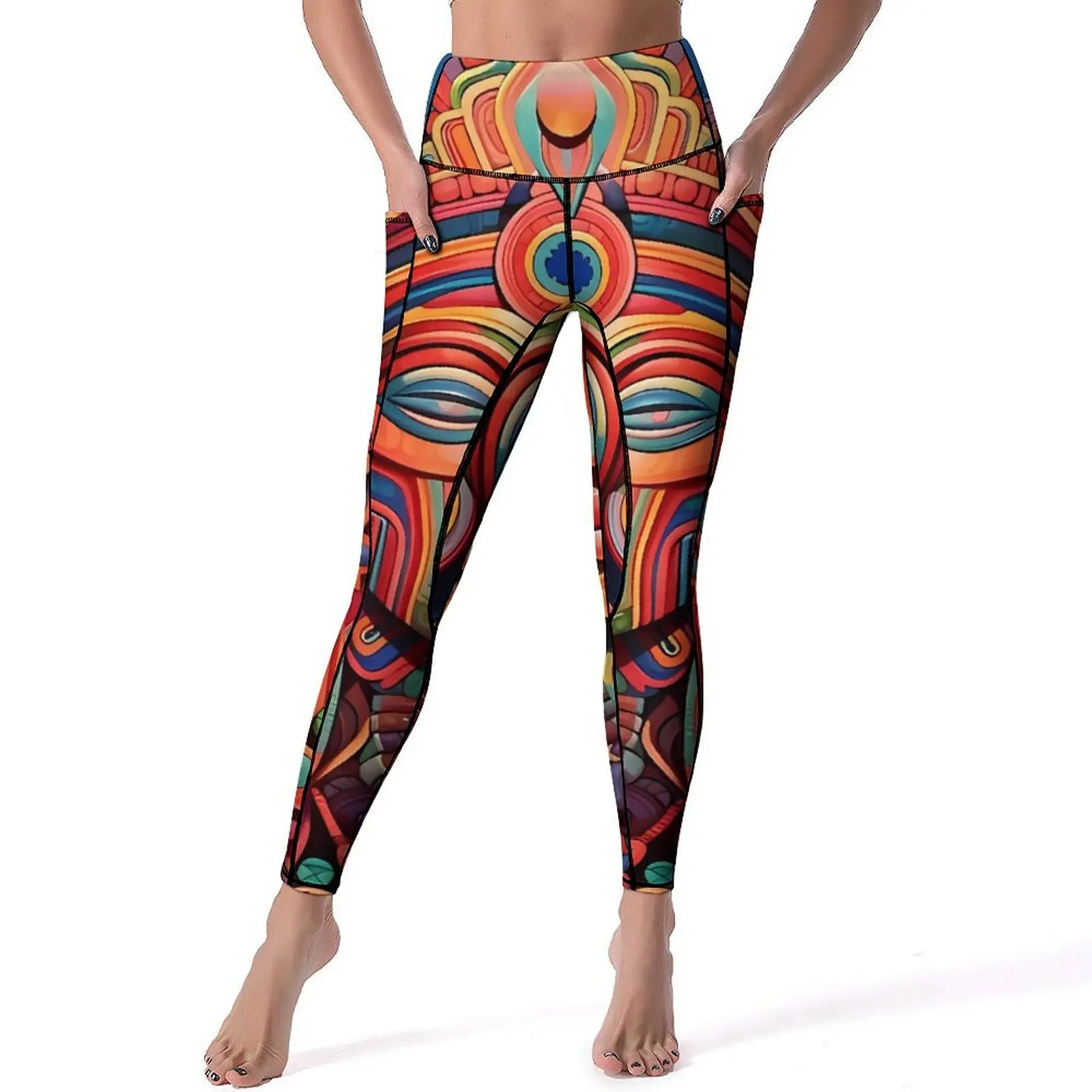 Abstract Aztec Art Leggings  Work Out Yoga Pants Push Up Vintage Leggins Stretch Custom Sports Tights XL XXL