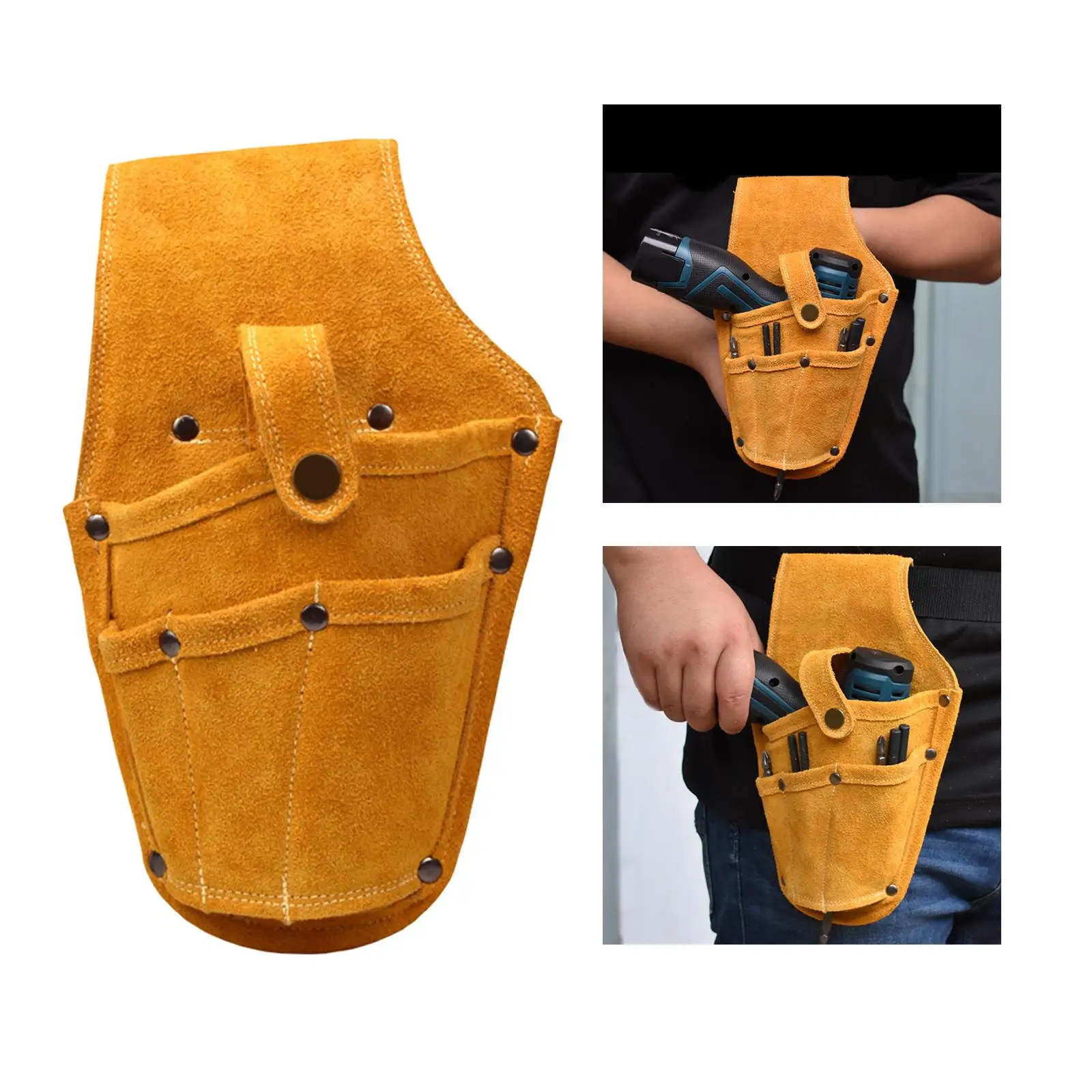 

Cowhide Drill Holster Waist Tool Bag Durable Electric Waist Belt Tool Pouch Bag for Power Drill Electric Screwdriver