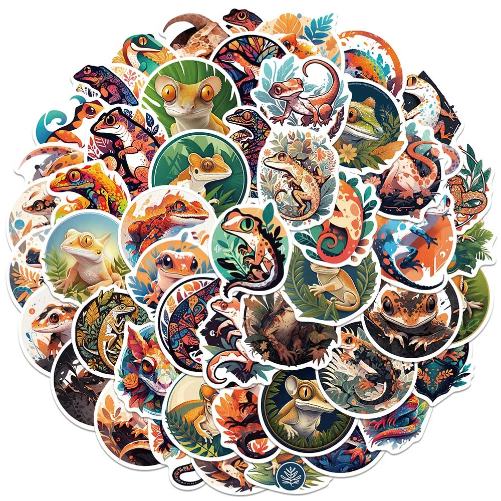 

50pcs Vinyl Laptop Decals Cute Cartoon Reptile Lizard Graffiti Stickers For Luggage Water Bottle Notebook Waterproof Decals