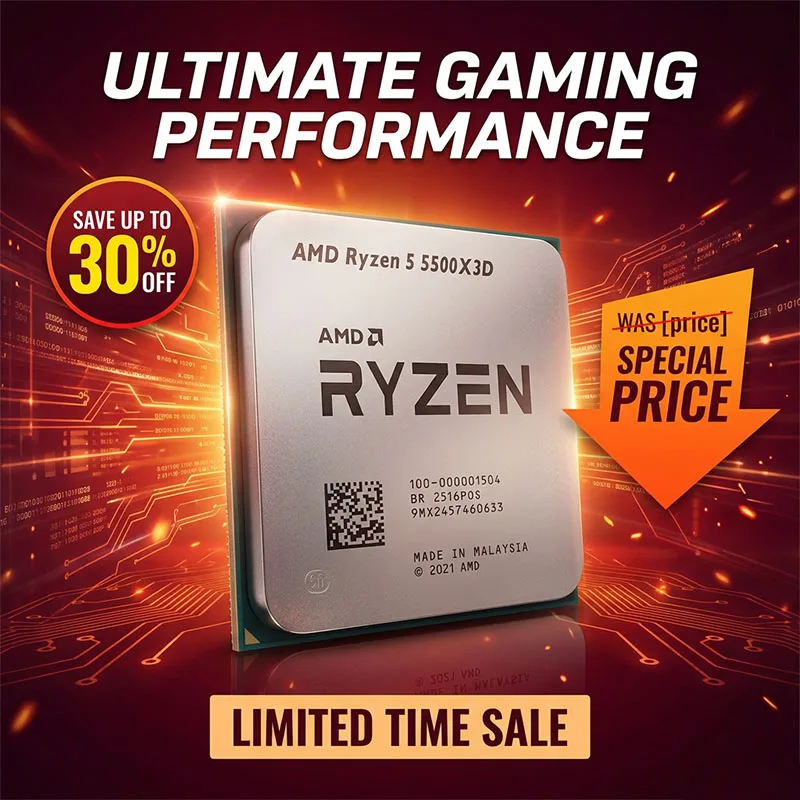 R5 5500X3D New AMD Ryzen 5 5500X3D 3.0 GHz 6-Core 12-Thread CPU