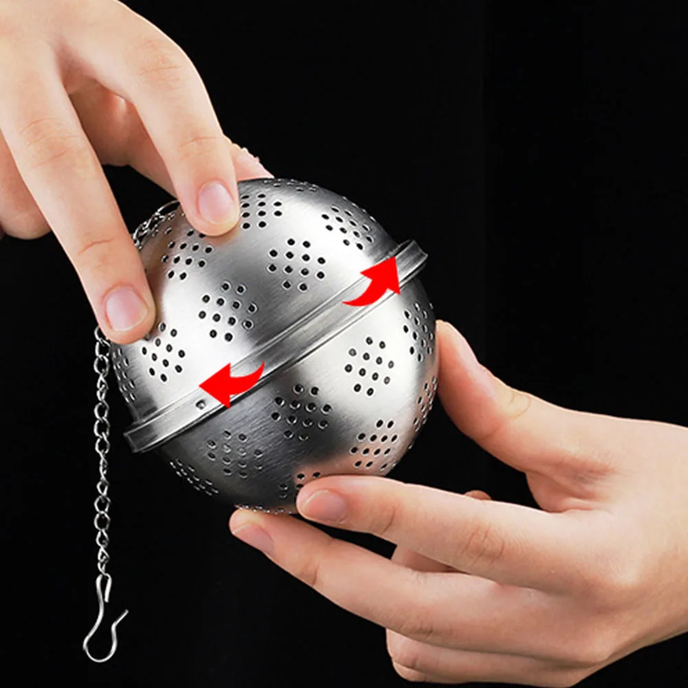 كرات توابل عملية عالية الجودة، مصفاة كروية، وصلة ملولبة، فلتر شاي مع مصفاة مصفاة سلسلة