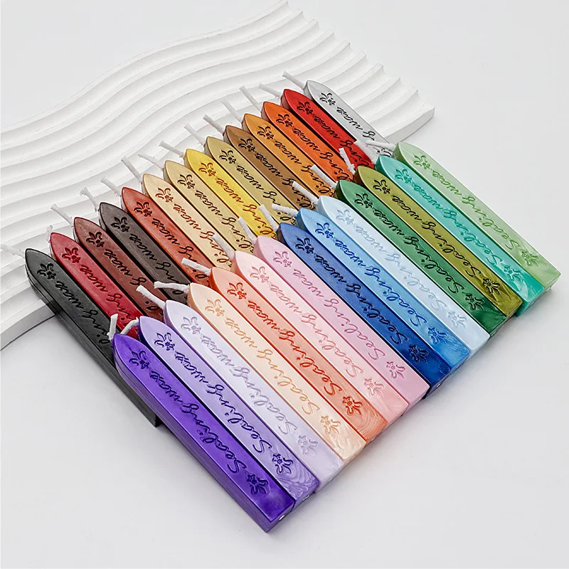 5Pcs Sealing Wax Sticks with Wicks Antique Fire Manuscript Macaron/Illusion for Postage Letter Retro Wedding Invitation Sealing