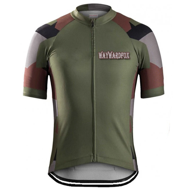 NEW Army Green Camouflage Cycling Jerseys Short Sleeve Sets Bicycle Clothing Black Bib Pants Bike Wear