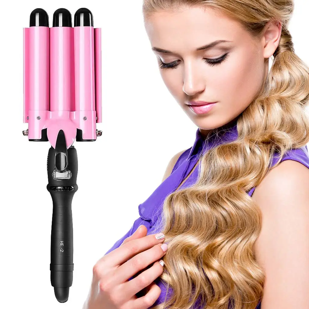 

3 Barrel Curling Iron Wand Temperature Adjustable 5 Size Perm Splint Ceramic Triple Barrels Hair Waver Portable Hair Iron Curler