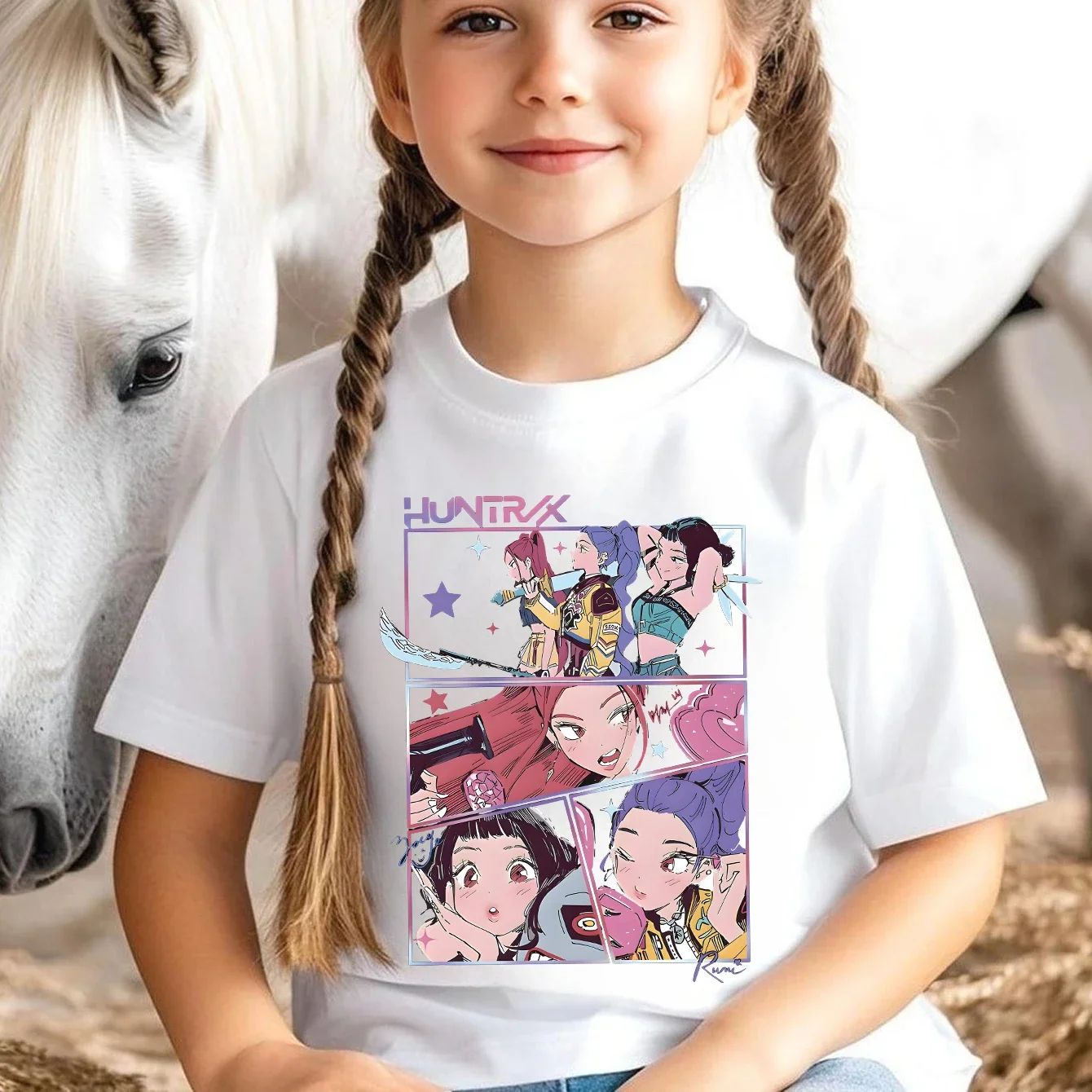 

Kpop Demon Hunters Children's Clothing Short Sleeve Kids T-shirt Cute Kpop Demon Hunters T Shirt Harajuku Tshirt for Boys Girls