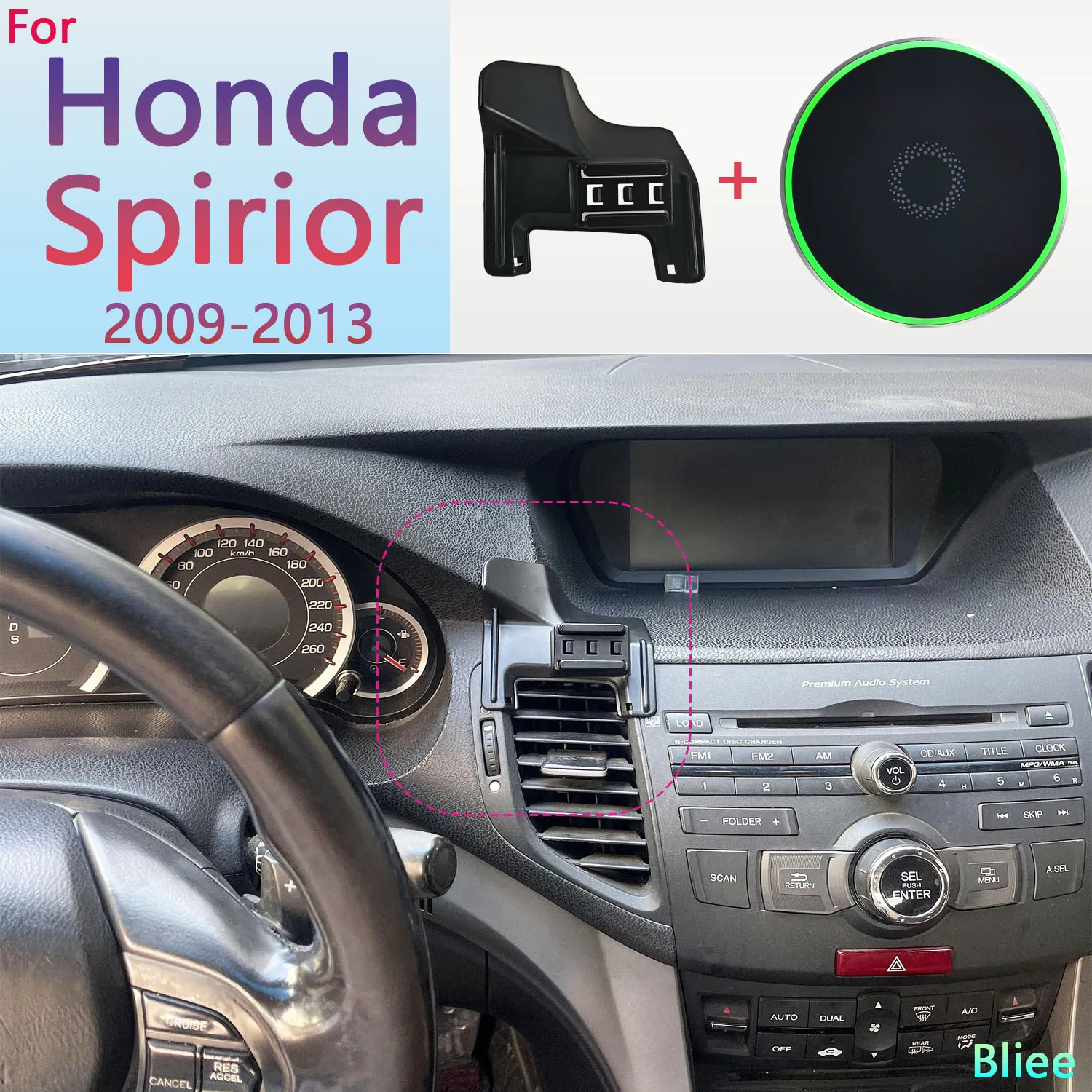 For Honda Spirior 2009 2010 2011 2012 2013 Magnetic Car Phone Holder 15W Wireless Charging Phone Stand MagSafe Base