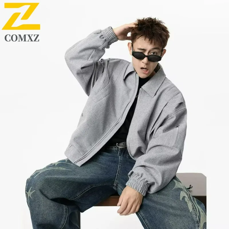 

COMXZ Men Autumn Jacket Premium Outdoor Mountaineering Wind Resistant Coat High End Stand Collar Urban Style Comfort Coats