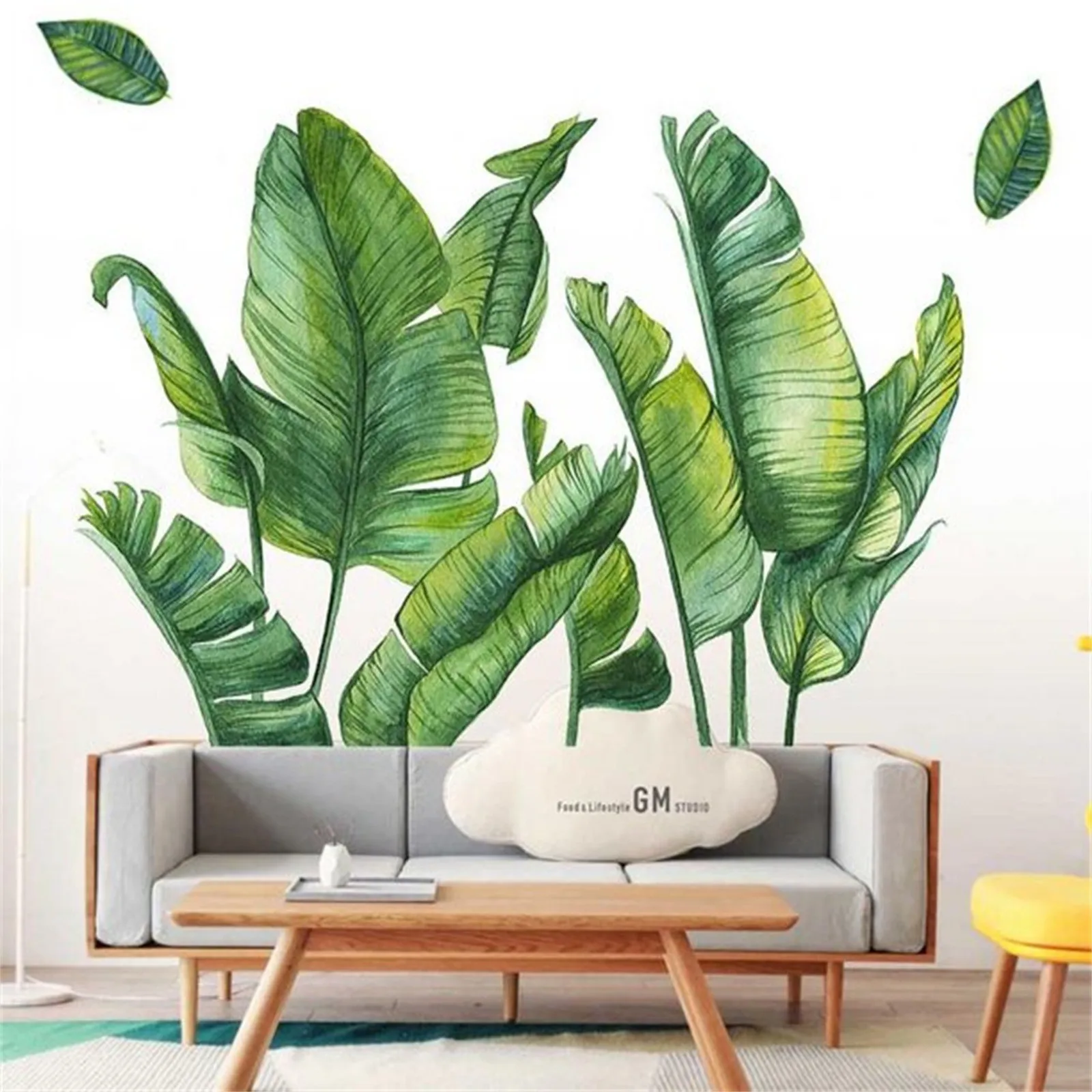 Wallpaper Fresh Green Plant Potted Creativity Wall Sticker Kids Room Background Home Decoration Mural Living Room