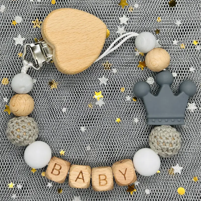 Custom Name Baby Pacifier Chain Clip Dummy Nipples Holder Clip BPA Free Babies Teething Chain Toy Gift For Cute Baby Accessories