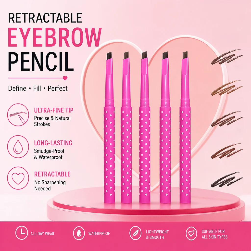 3Pcs Retractable Eyebrow Pencil Ultra-Fine Tip Waterproof Long Lasting Brow Pencil 3 Colors Natural Define Fill