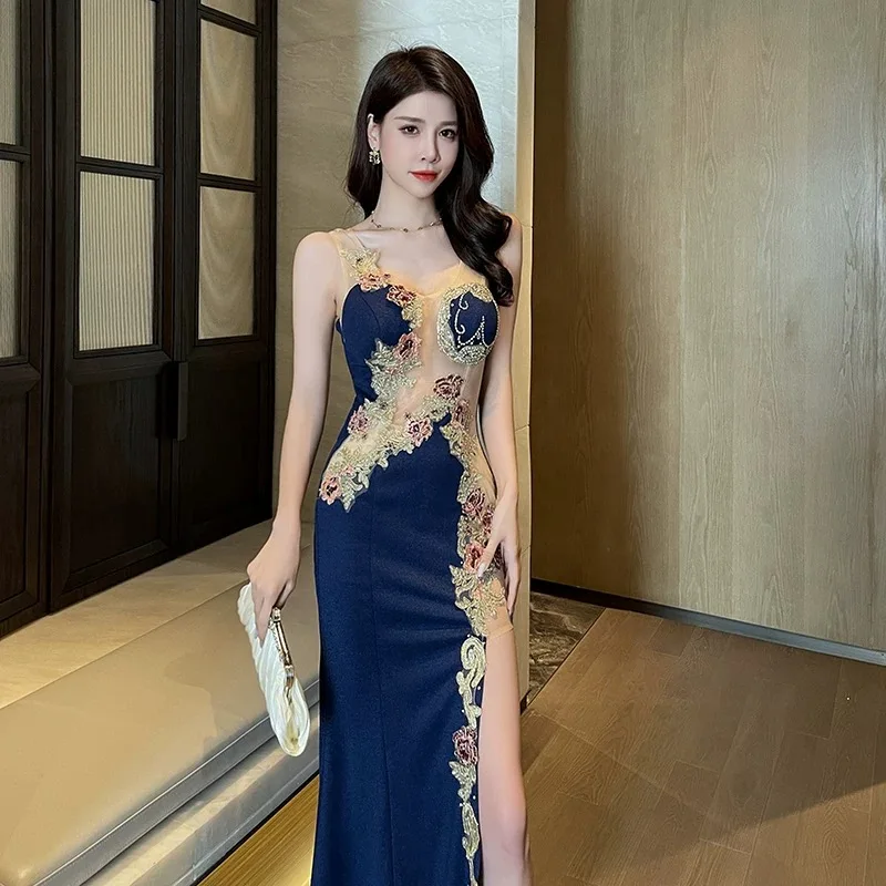 

New 40th evening dress 2023 new female niche high-end personalized design skirt high-end feeling