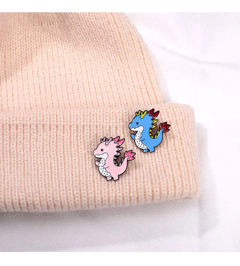 Cartoon Cute Dripping Oil Dragon Fruit Dinosaur Shape Brooch Alloy Pin Badge Accessory For DIY Clothing Bags Hat Scarf T-shirt
