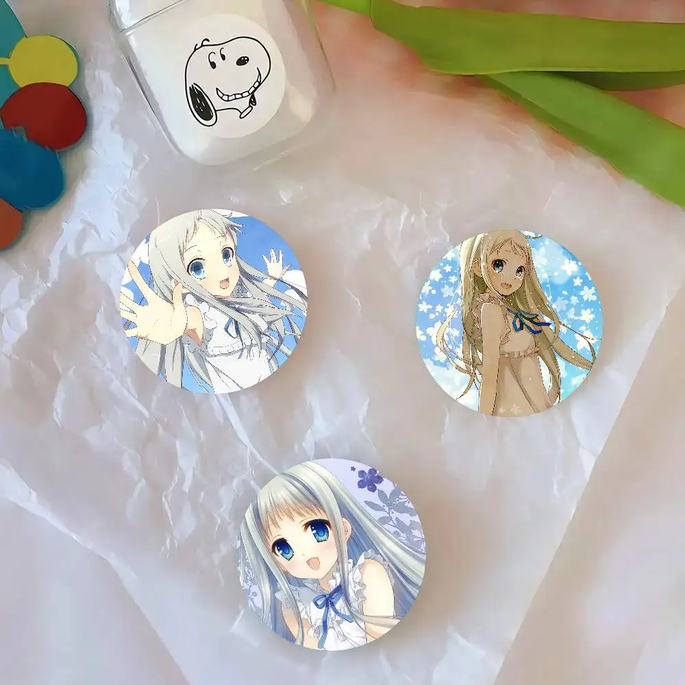 Honma Meiko Animation Secret Base Round Badge Lapel Pins For Backpacks Briefcase Laser Brooch Clothes Gifts
