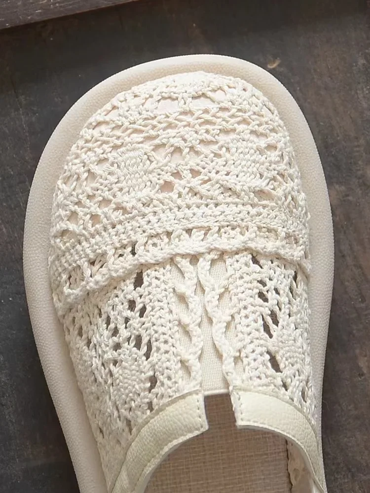 Scarpe da donna 2023 estate nuove scarpe in mesh traspirante cavo scarpe basse retrò letterarie sandali da donna