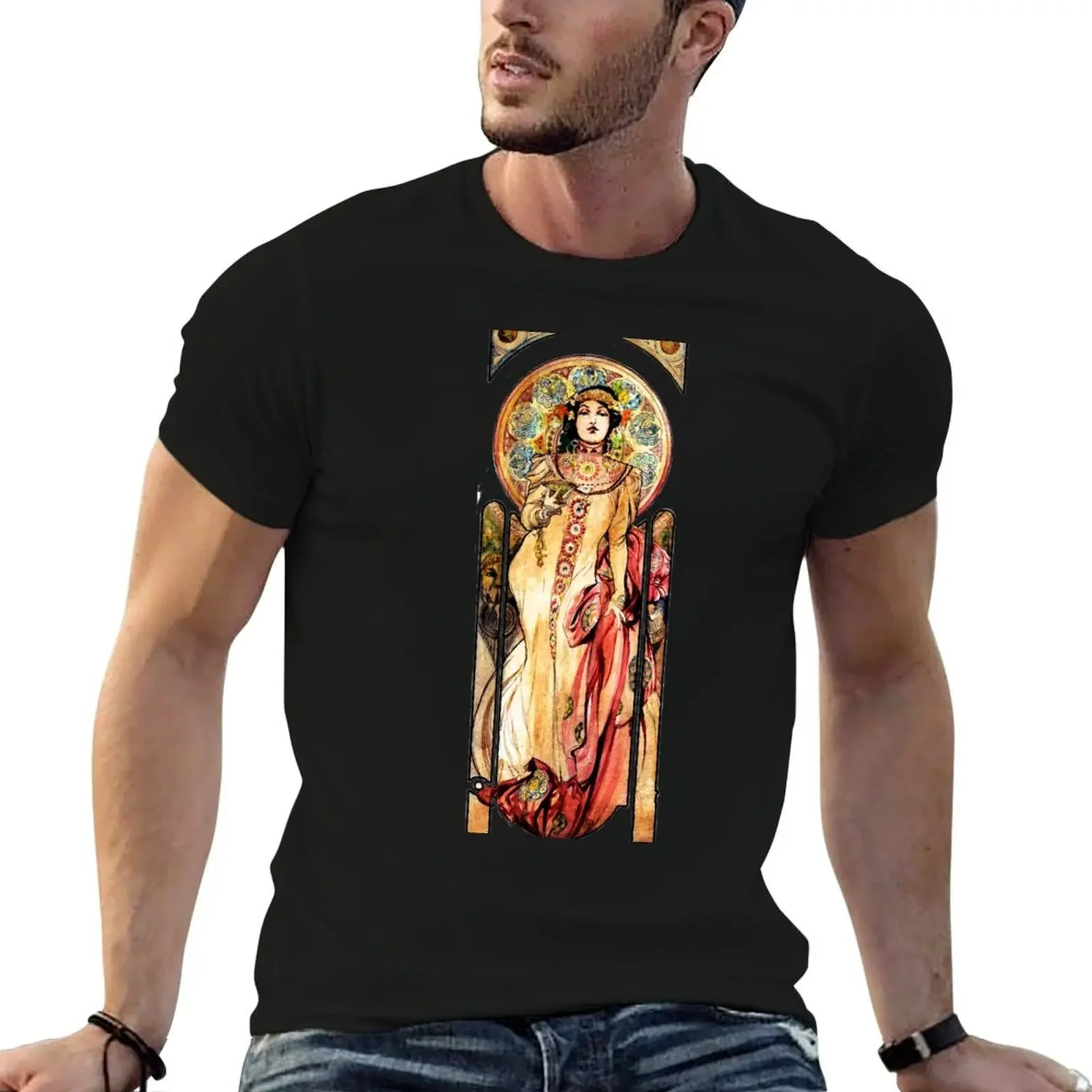 Muscha Art Nouveau T-Shirt vintage clothes sweat mens t shirts casual stylish