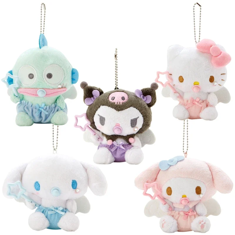 Sanrios Cinnamoroll My Melody Kuromi HelloKittys Hangyodon Baby Pacifier Series Plushie Doll Kawaii Cute Plush Pendant Toys Gift