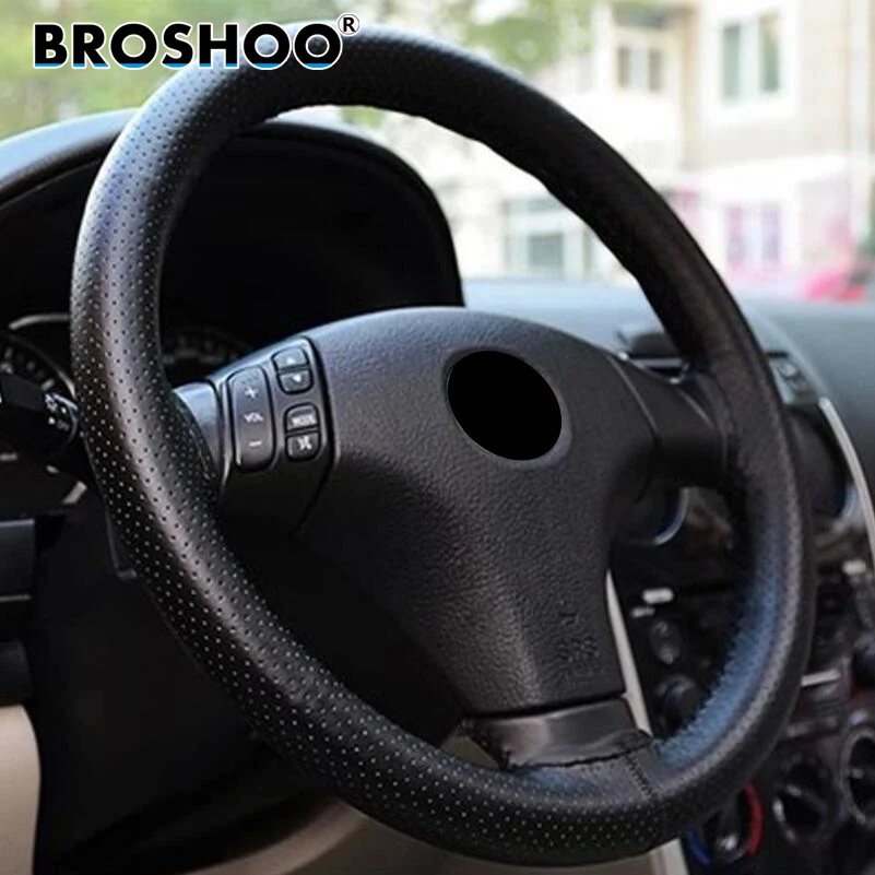 BROSHOO DIY Car Steering Wheel Cover With Needles And Thread Artificial Leather Handmade Sewing Steering Wheel Styling 1Pcs